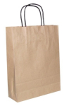 Papirpose brun sorte handtak 17x7x21 cm. 100 stk